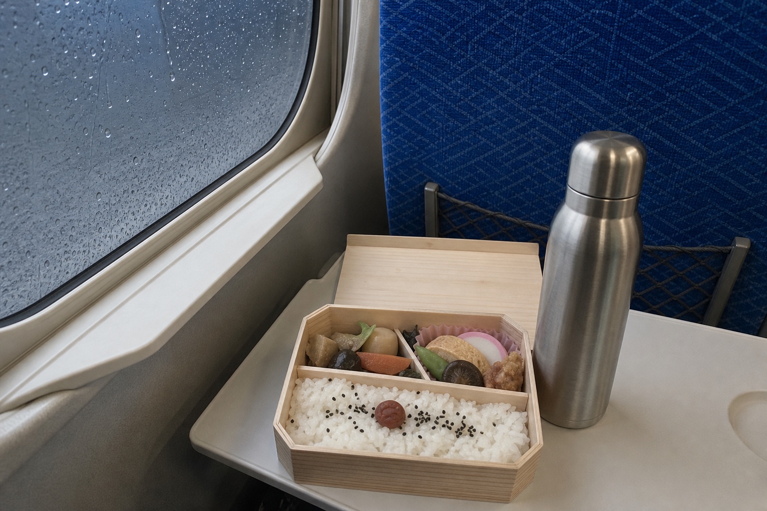 幕の内弁当940円。東京着は14分遅れだった